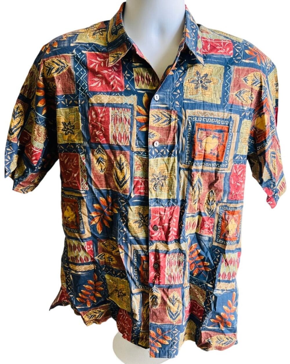 Tori Richard Vintage Hawaiian Shirt Cotton Lawn M USA Bold Print